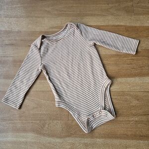 Jumping Beans Tan and Cream Striped Bodysuit